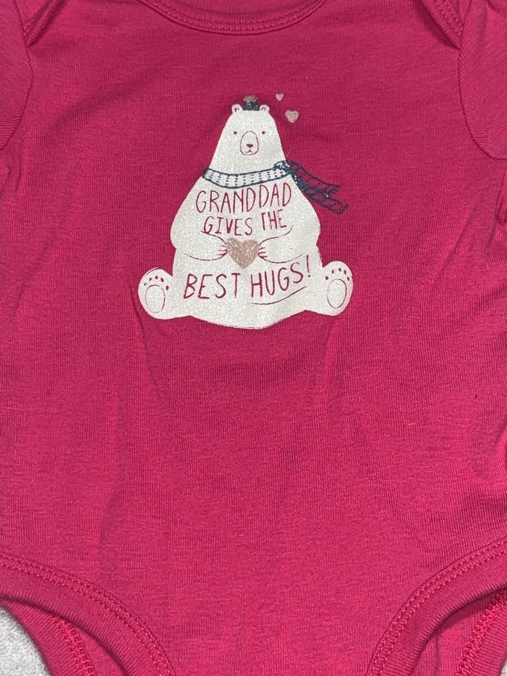 Carter's Hot Pink Long Sleeve Onesie with Polar Bear Graphic
